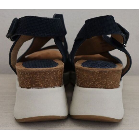 Söfft Women's Sz 6.5M Navy Snake Print Nubuck Charday Strappy Wedge Sandals $130 - Picture 2 of 8